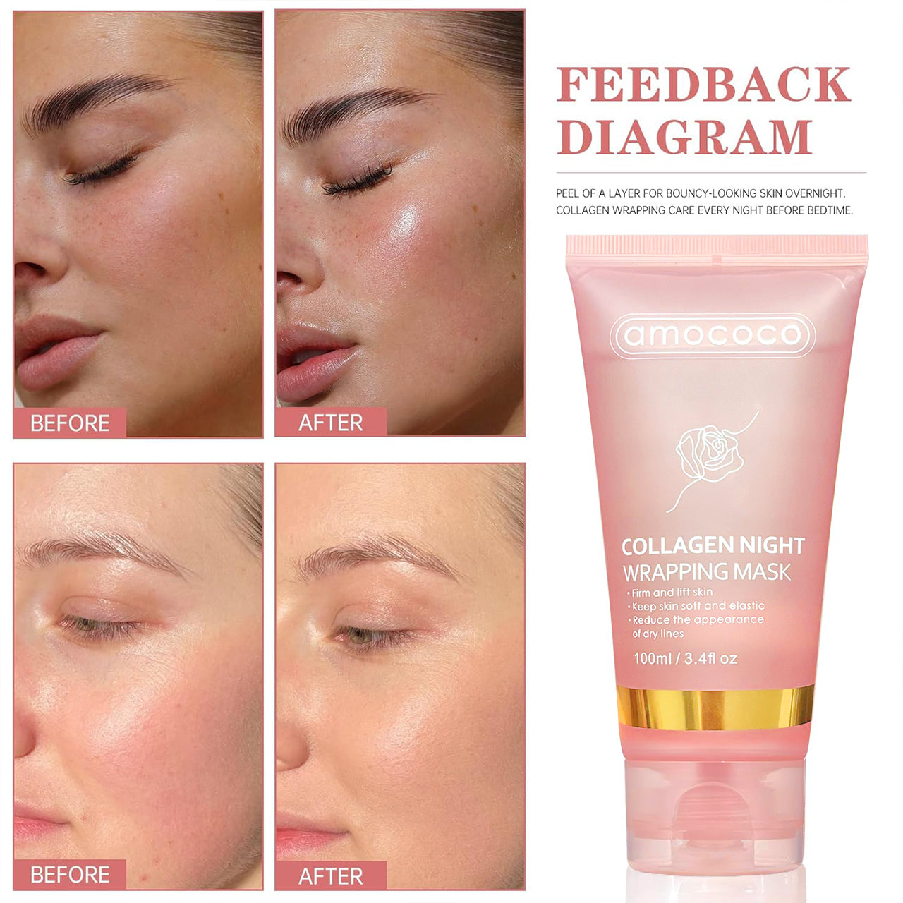 Only Supports Self Pickup With Waybill Collagen Night Wrapping Mask Firm & Lift Skin, Keep Soft & Elastic, Reduce Dry Lines