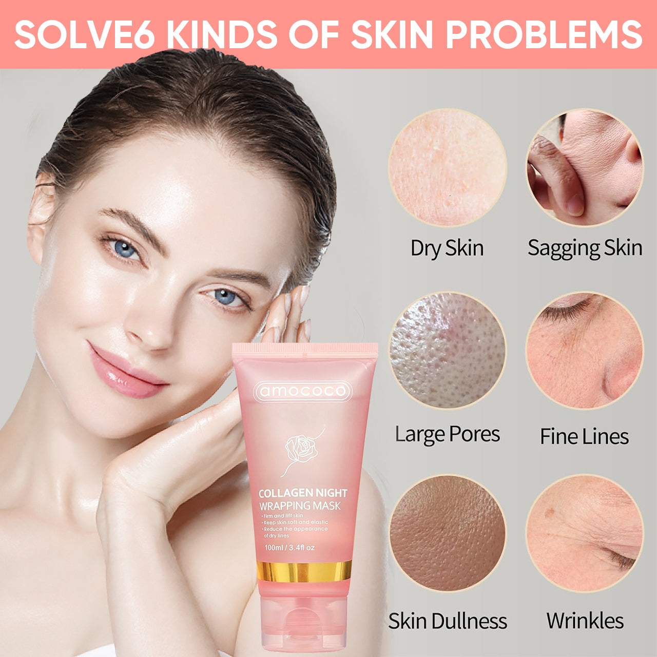 Only Supports Self Pickup With Waybill Collagen Night Wrapping Mask Firm & Lift Skin, Keep Soft & Elastic, Reduce Dry Lines