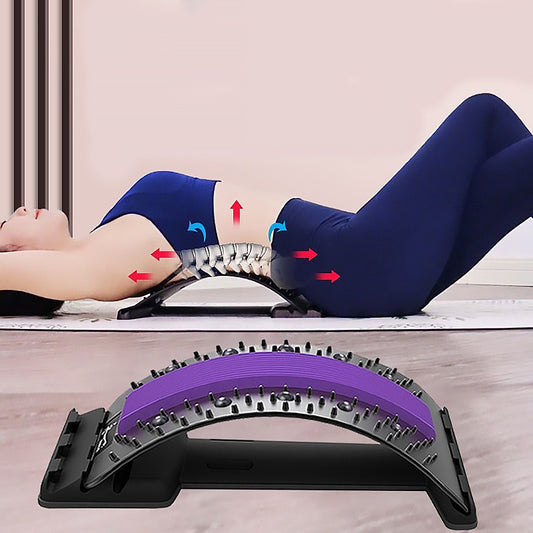 Back Massager & Stretcher – Adjustable Lumbar Support with Acupressure Points for Spine, Neck & Muscle Pain Relief