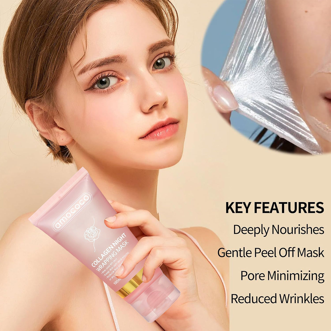 Only Supports Self Pickup With Waybill Collagen Night Wrapping Mask Firm & Lift Skin, Keep Soft & Elastic, Reduce Dry Lines