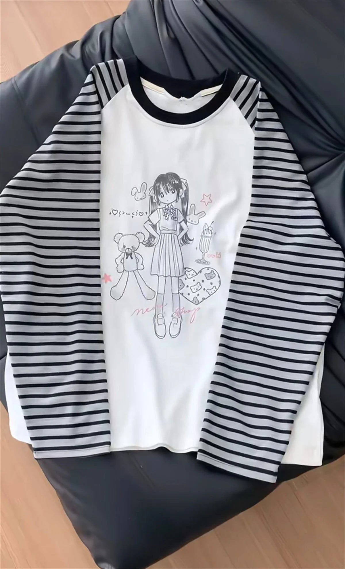 Aesthetic Cute All Match O Neck Tops Hip-hop