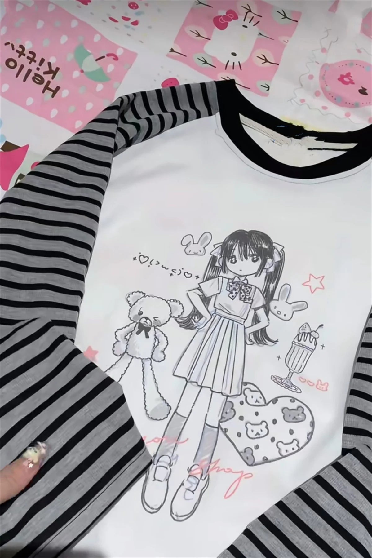 Aesthetic Cute All Match O Neck Tops Hip-hop