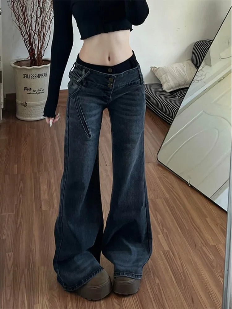 Spicy Girl Design Washed Micro Flared Pants