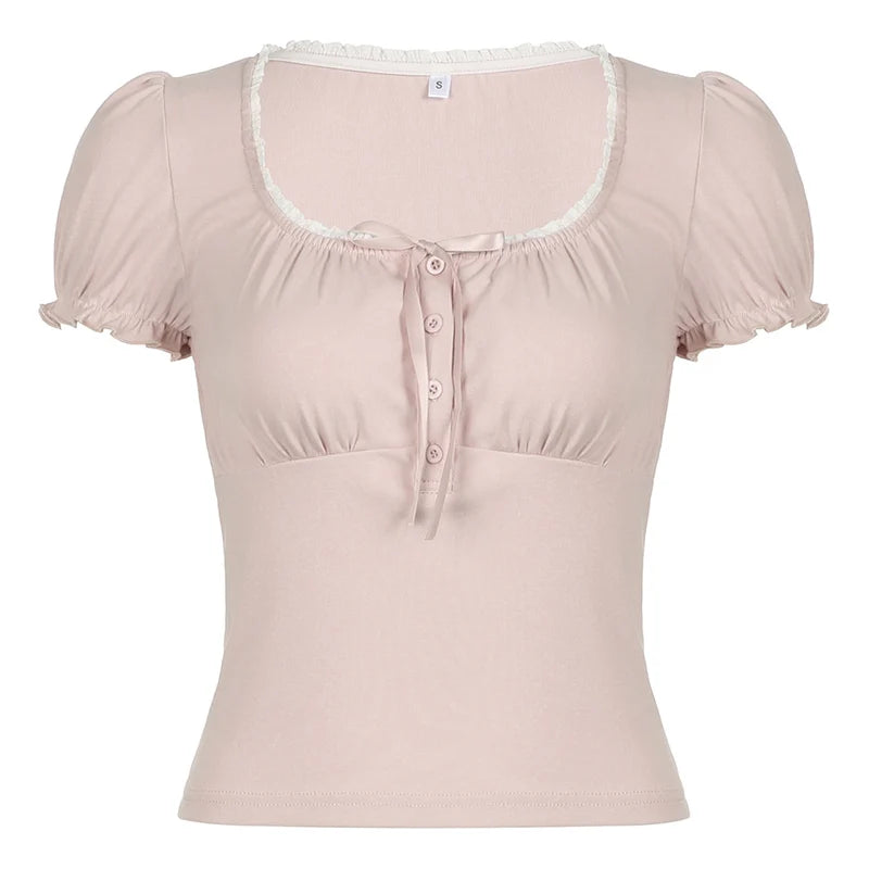 Cute Slim-fitting Contrast Lace Stitching