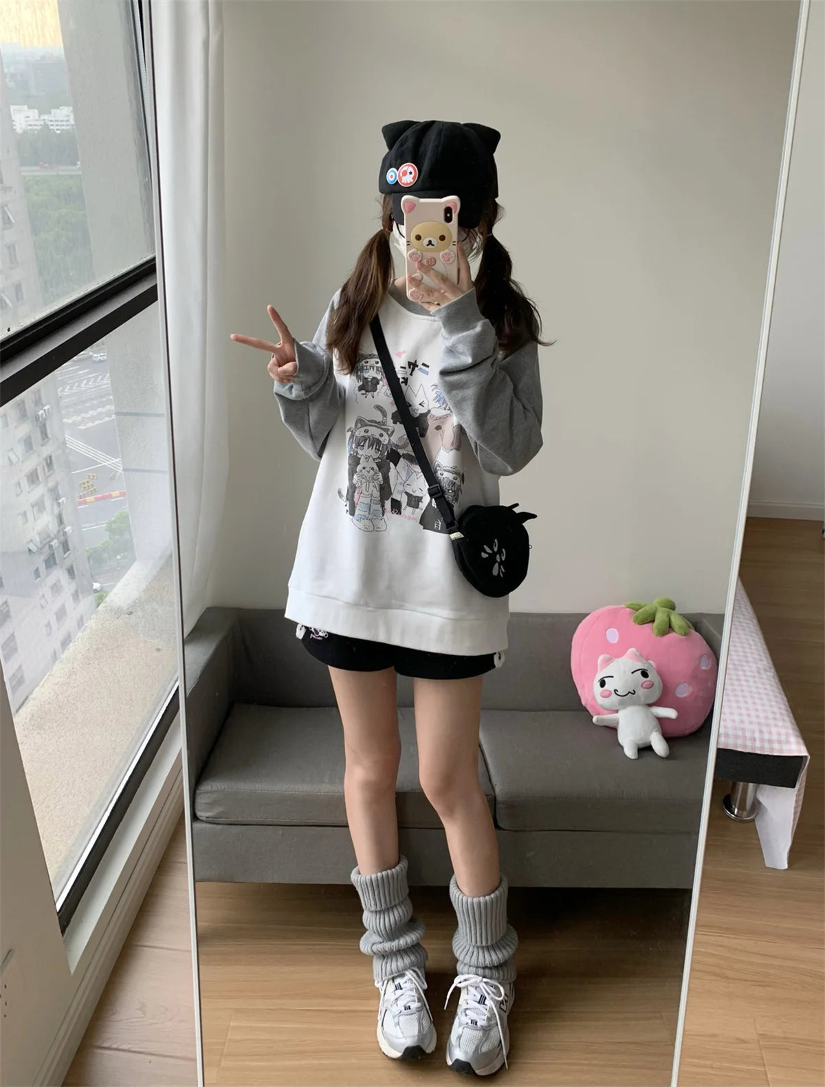 Aesthetic Cute All Match O Neck Tops Hip-hop