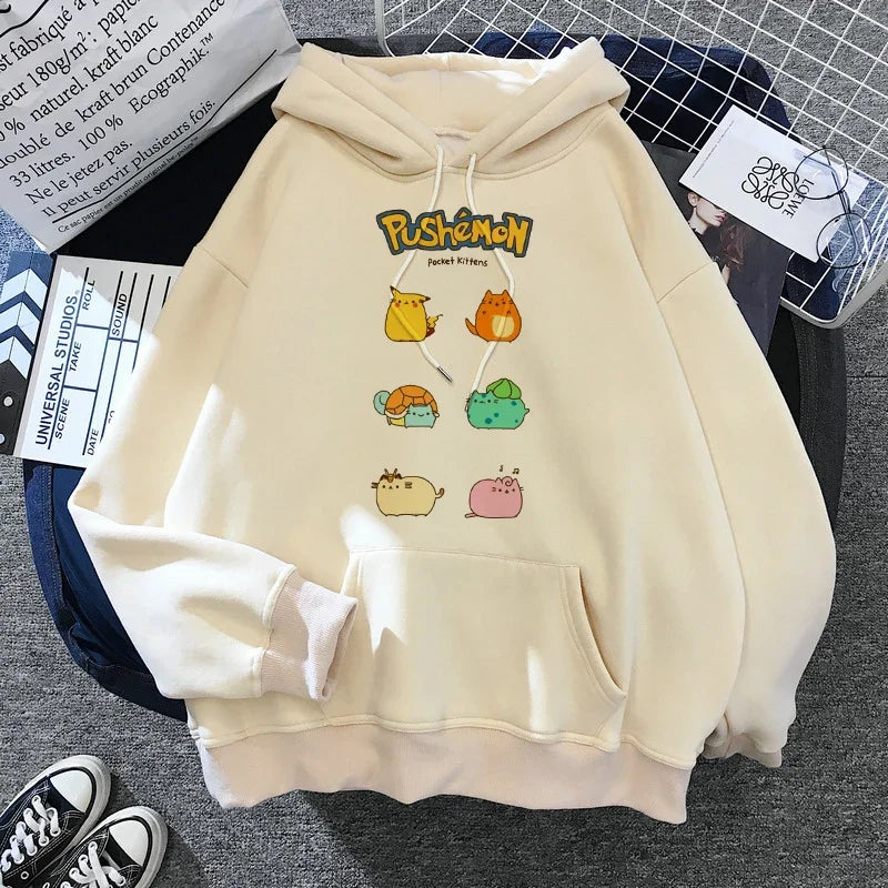 Sweatshirt Clothes Female Hood Oversized