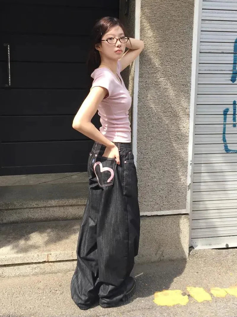 Korean Mom Jeans Punk Retro