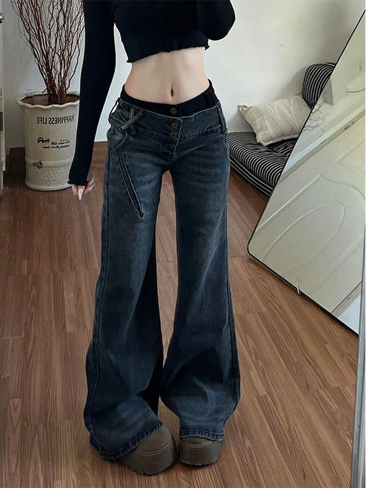 Spicy Girl Design Washed Micro Flared Pants