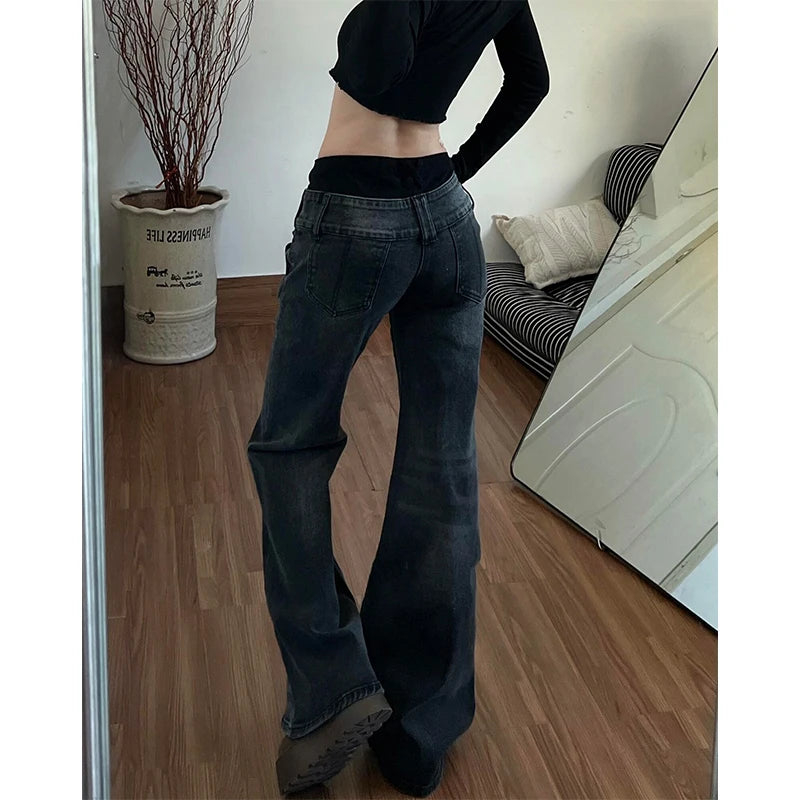 Spicy Girl Design Washed Micro Flared Pants