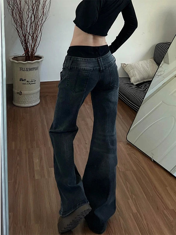 Spicy Girl Design Washed Micro Flared Pants