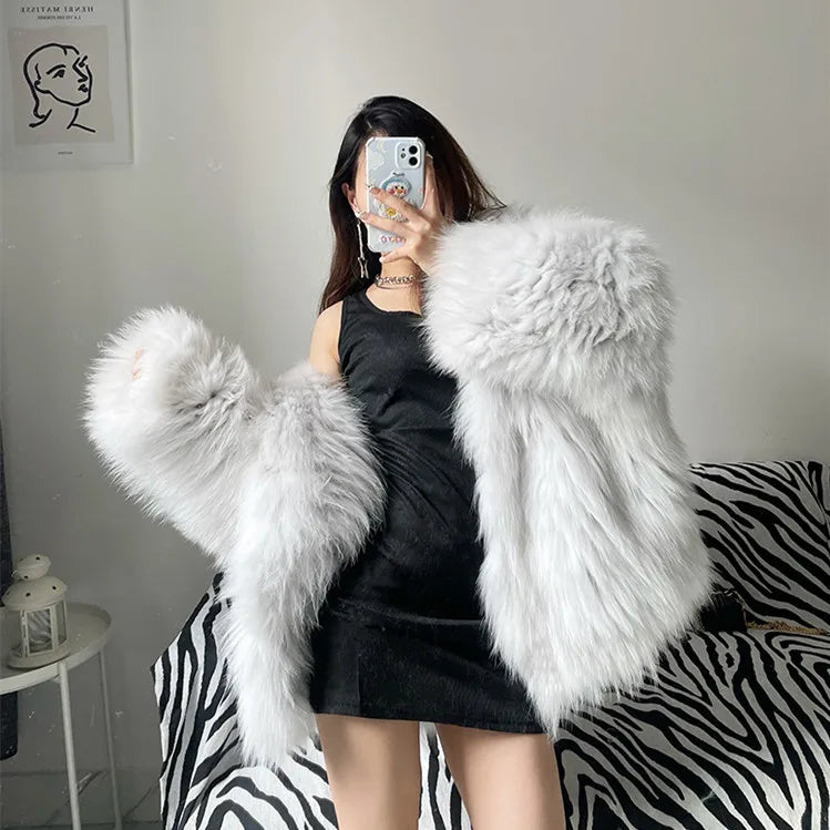 Faux Fox Fur Coats Women Fur Jackets