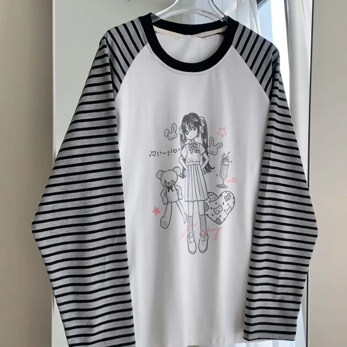 Aesthetic Cute All Match O Neck Tops Hip-hop