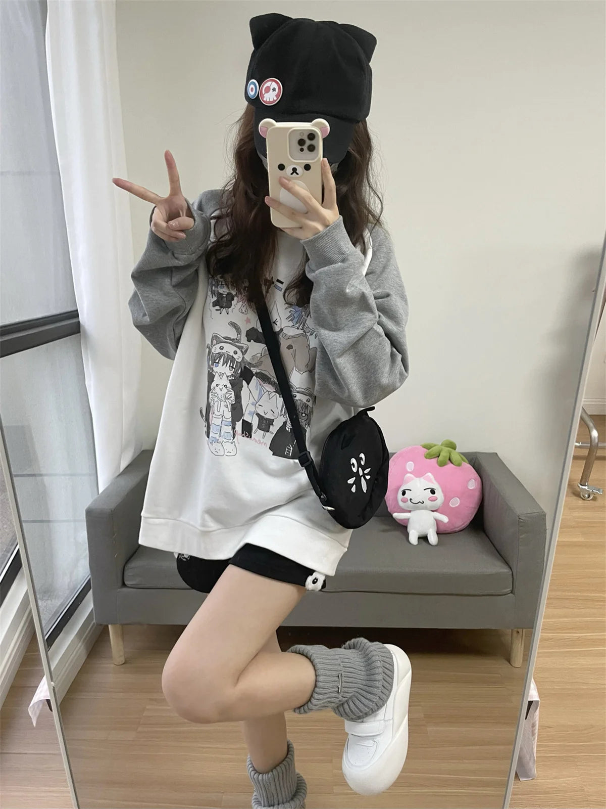 Aesthetic Cute All Match O Neck Tops Hip-hop