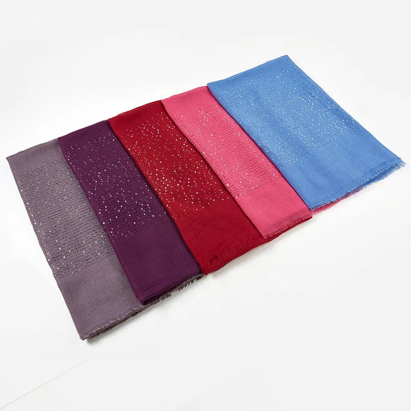 Glitter Shimmer Muslim Hijabs Women Long Solid Bubble Chiffon Scarf High Quality Shawl Scarves Woman Headscarf