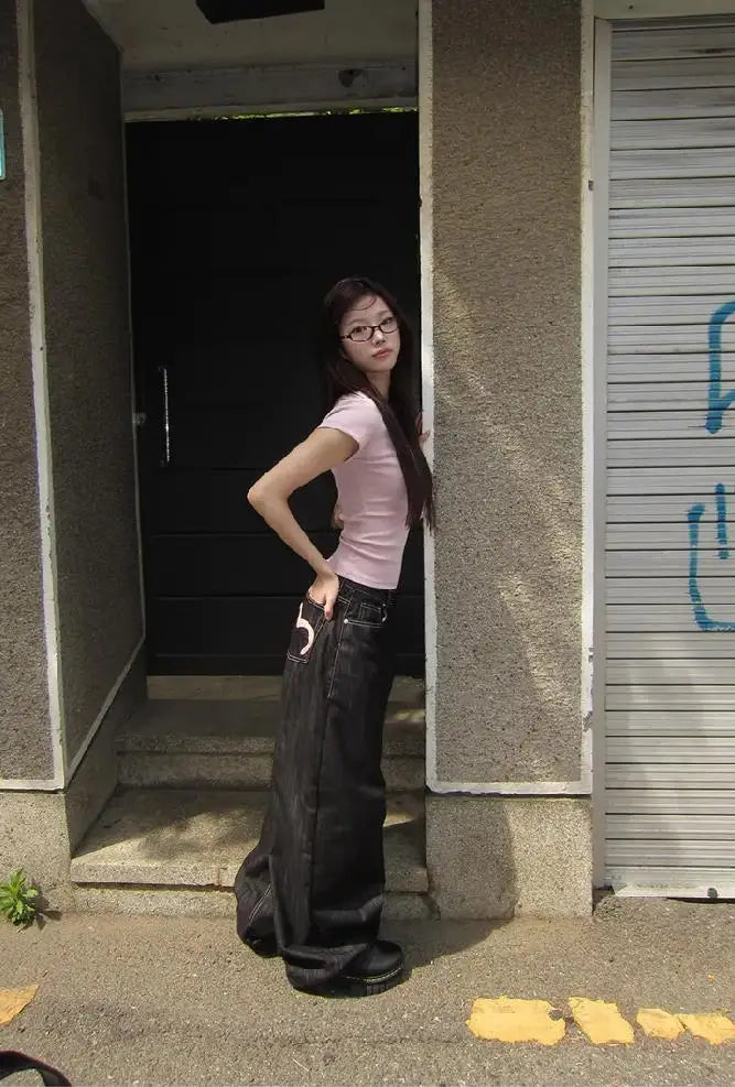 Korean Mom Jeans Punk Retro