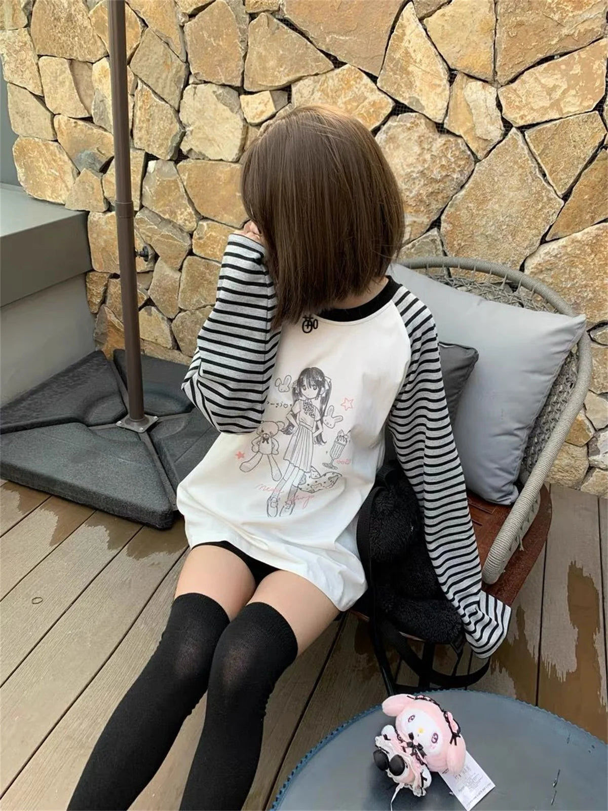 Aesthetic Cute All Match O Neck Tops Hip-hop