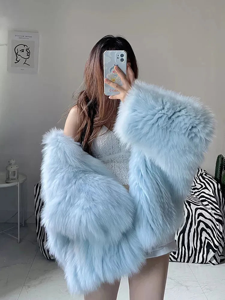 Faux Fox Fur Coats Women Fur Jackets