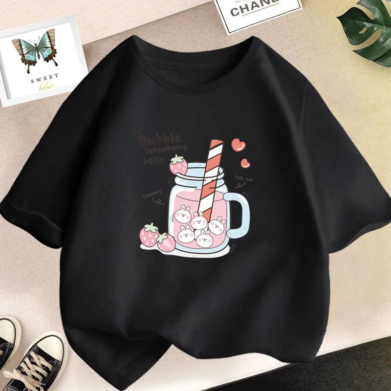 Strawberry Girls Aesthetic Pink Tops Tee