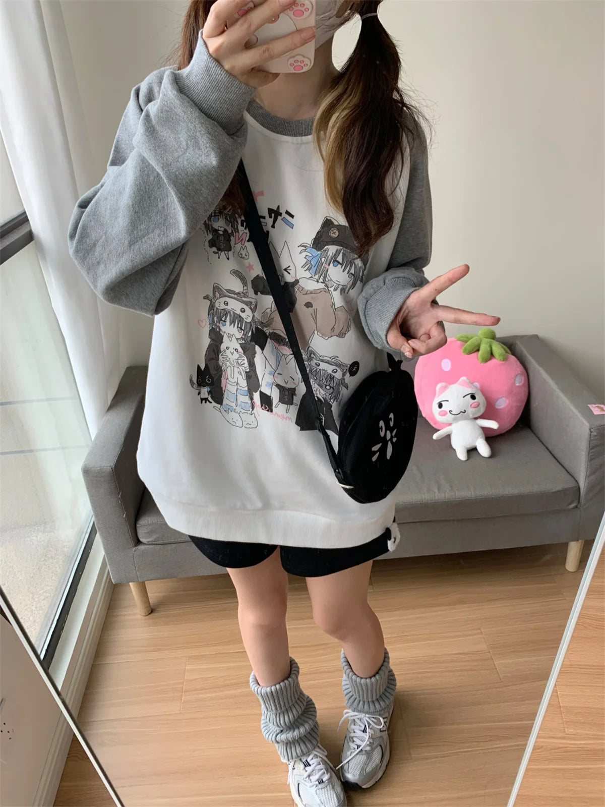 Aesthetic Cute All Match O Neck Tops Hip-hop