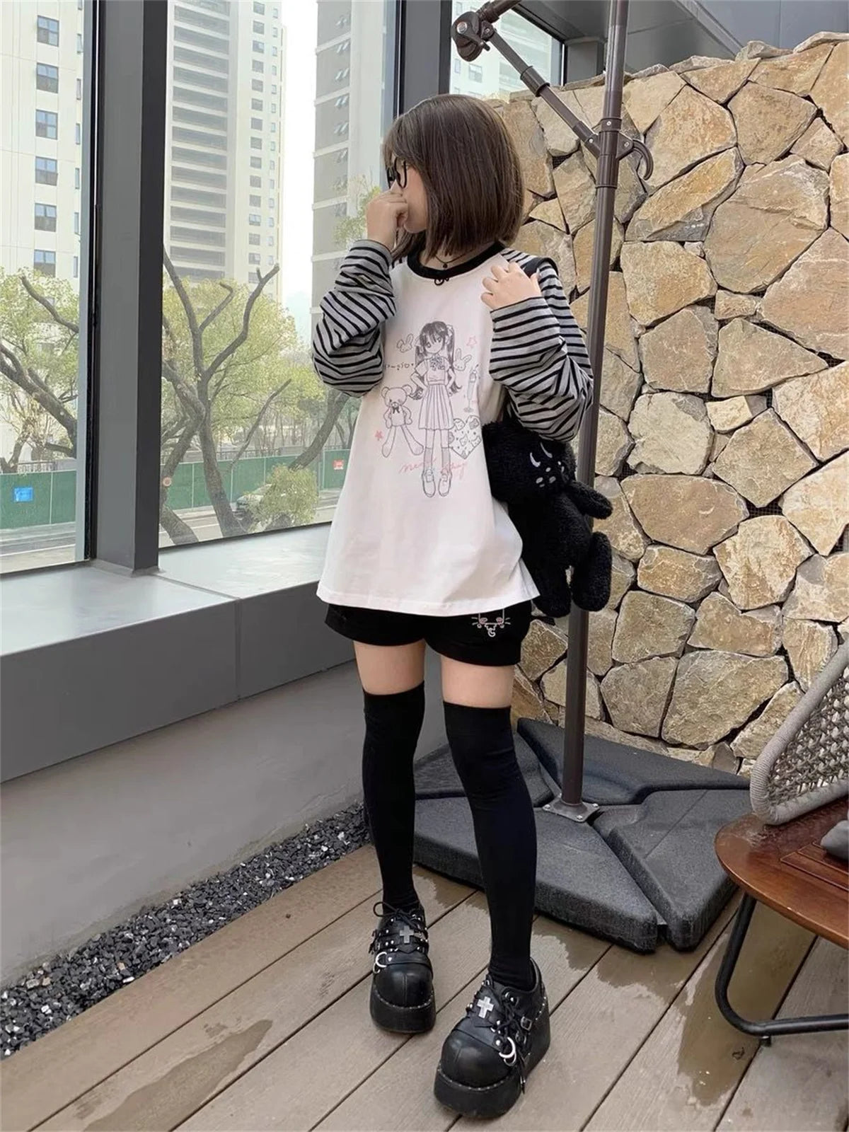 Aesthetic Cute All Match O Neck Tops Hip-hop