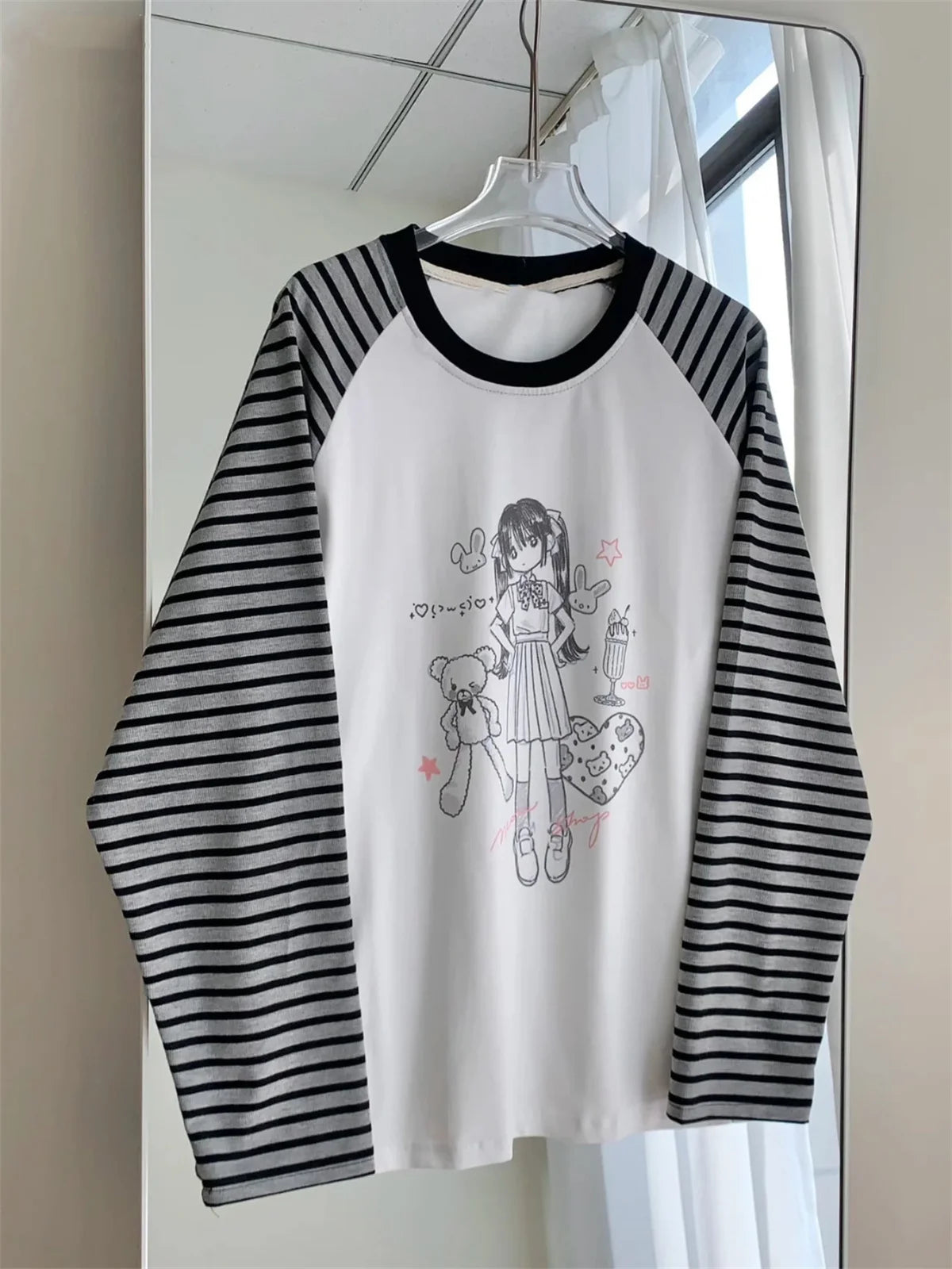 Aesthetic Cute All Match O Neck Tops Hip-hop