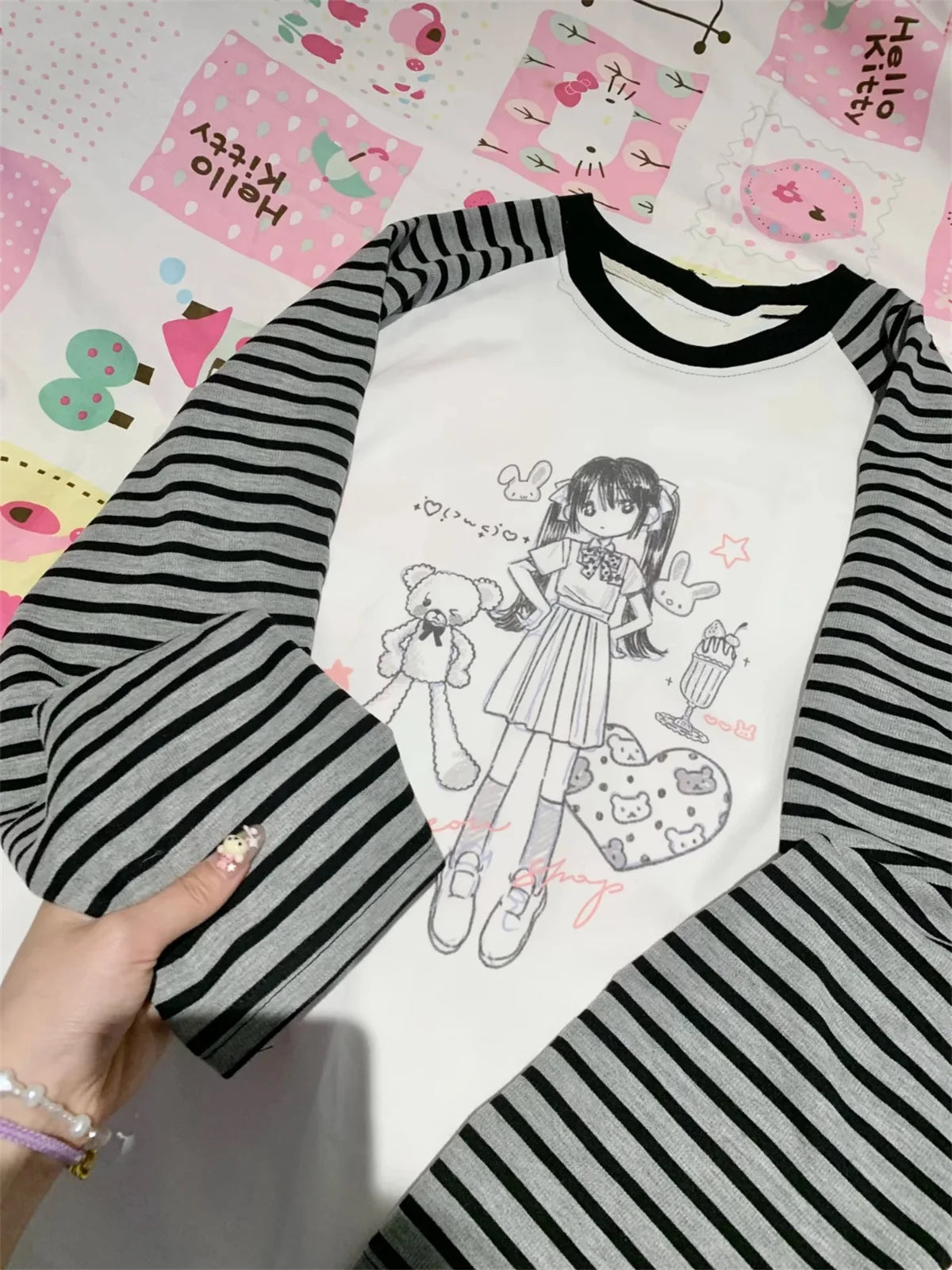 Aesthetic Cute All Match O Neck Tops Hip-hop