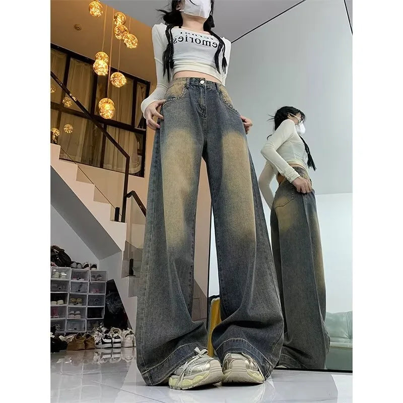 Pale Blue Straight Cut Wide Leg Trousers