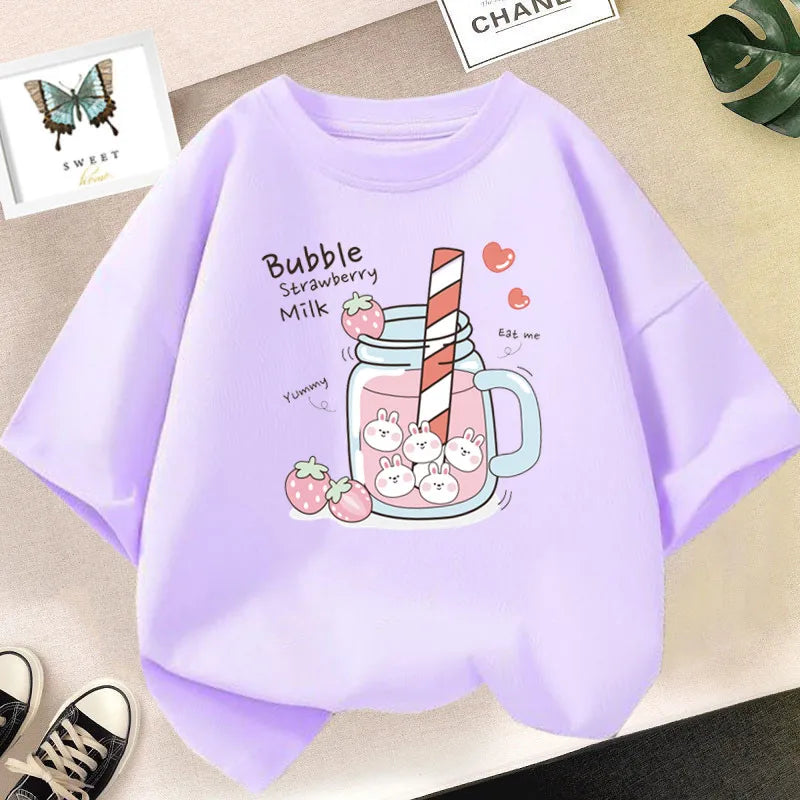 Strawberry Girls Aesthetic Pink Tops Tee