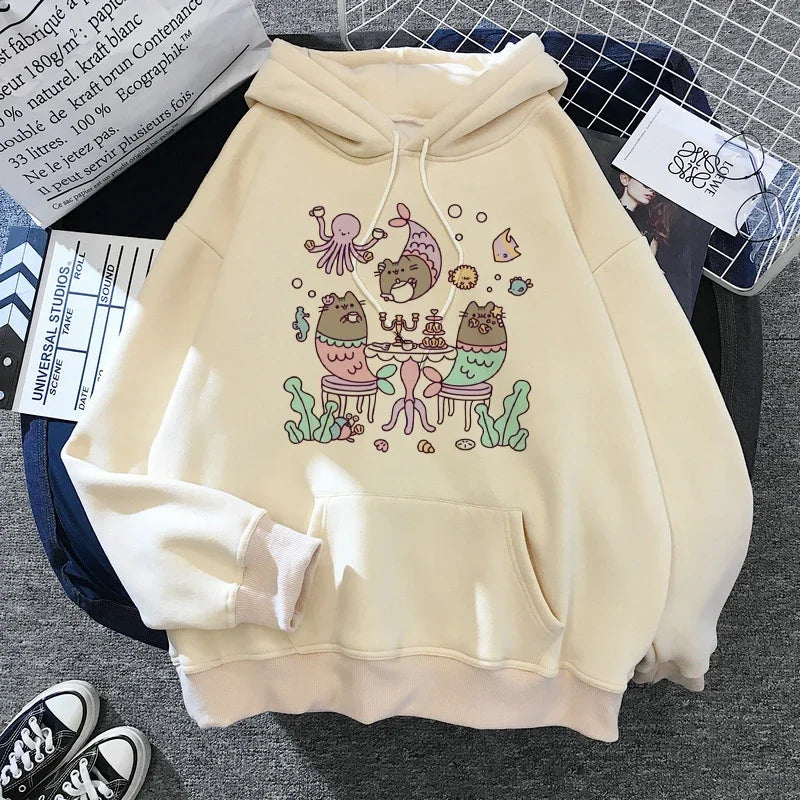 Sweatshirt Clothes Female Hood Oversized