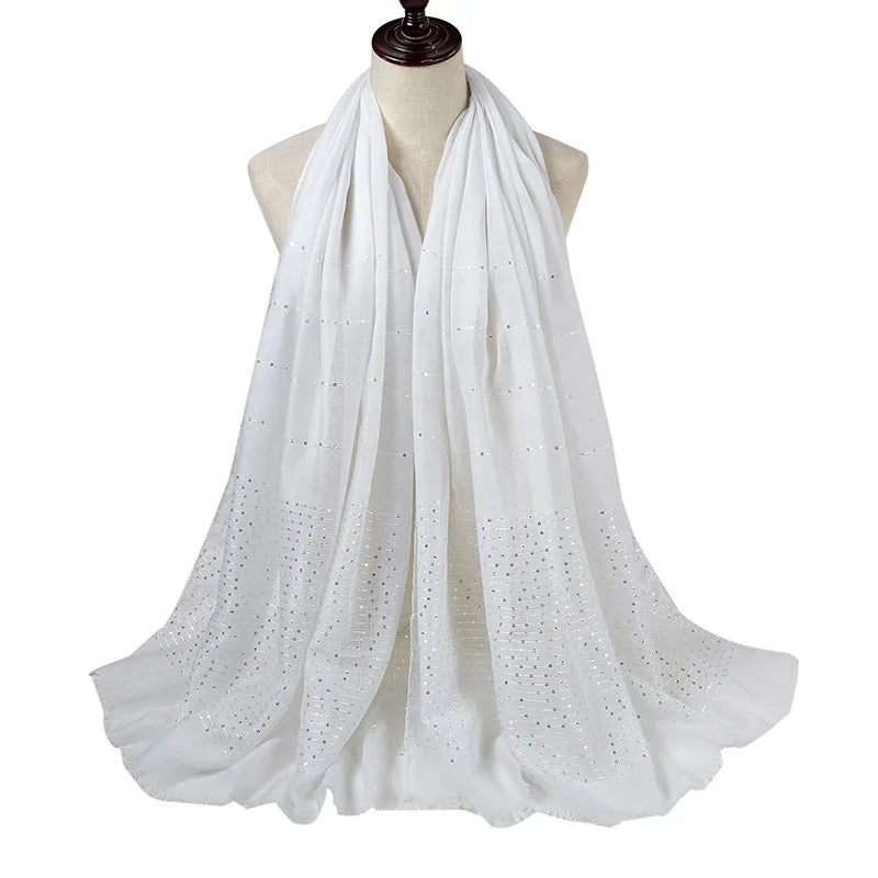 Glitter Shimmer Muslim Hijabs Women Long Solid Bubble Chiffon Scarf High Quality Shawl Scarves Woman Headscarf