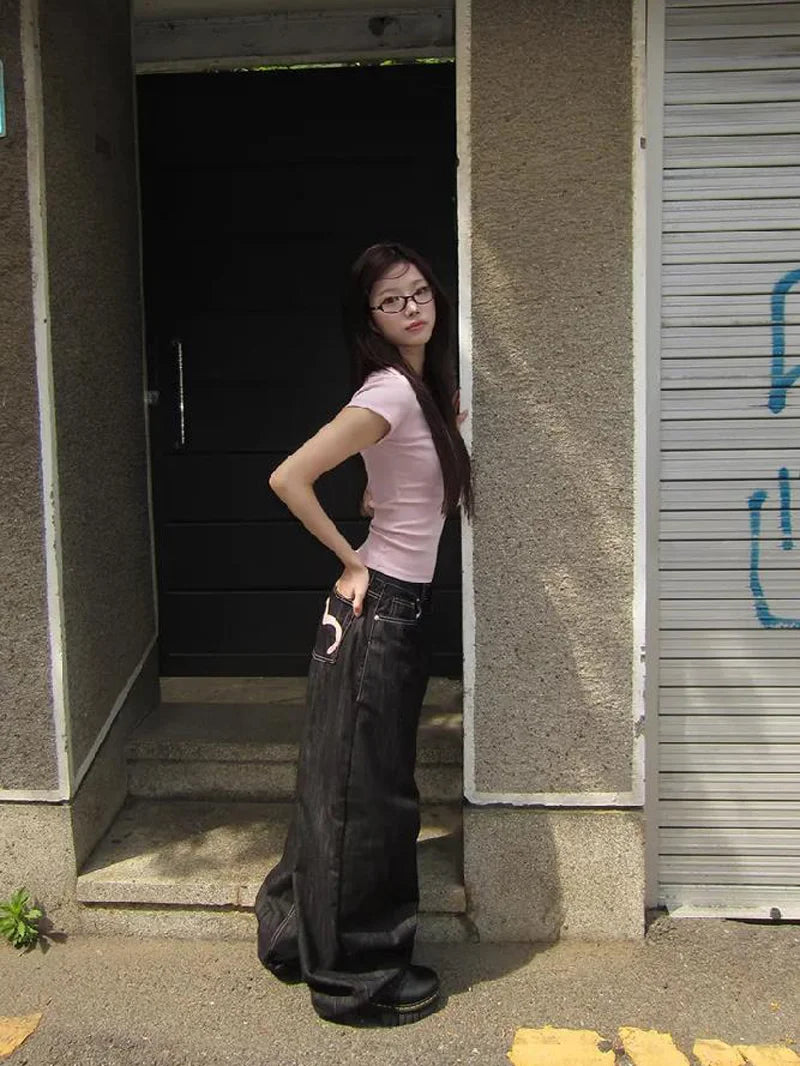 Korean Mom Jeans Punk Retro