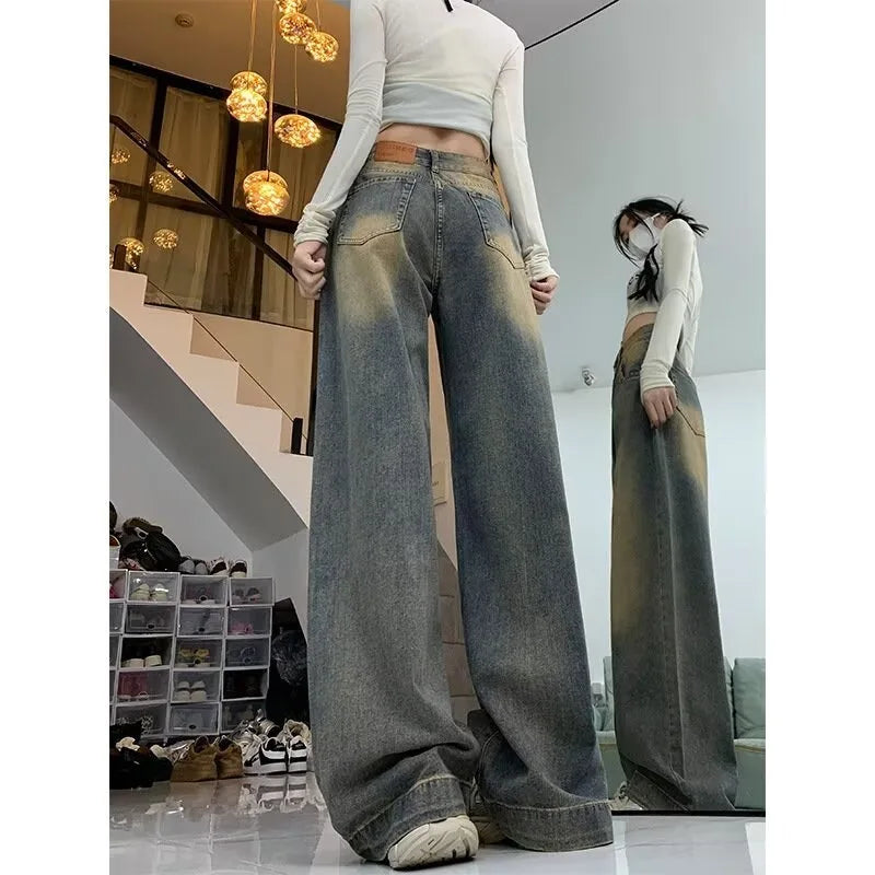 Pale Blue Straight Cut Wide Leg Trousers
