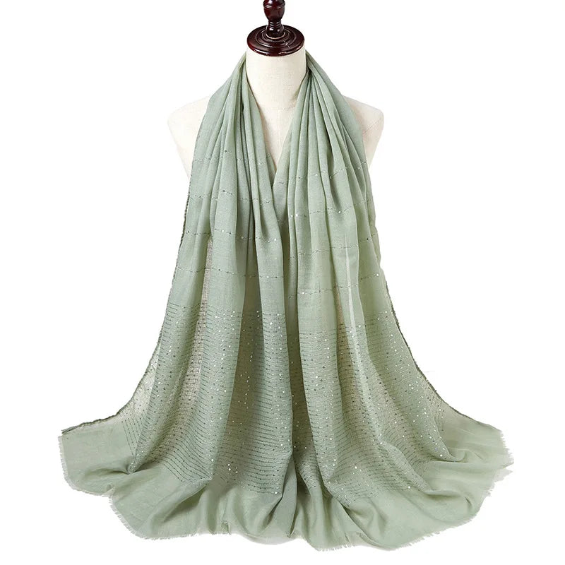 Glitter Shimmer Muslim Hijabs Women Long Solid Bubble Chiffon Scarf High Quality Shawl Scarves Woman Headscarf