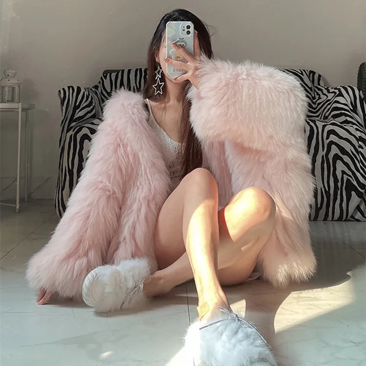 Faux Fox Fur Coats Women Fur Jackets