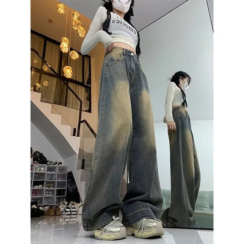 Pale Blue Straight Cut Wide Leg Trousers