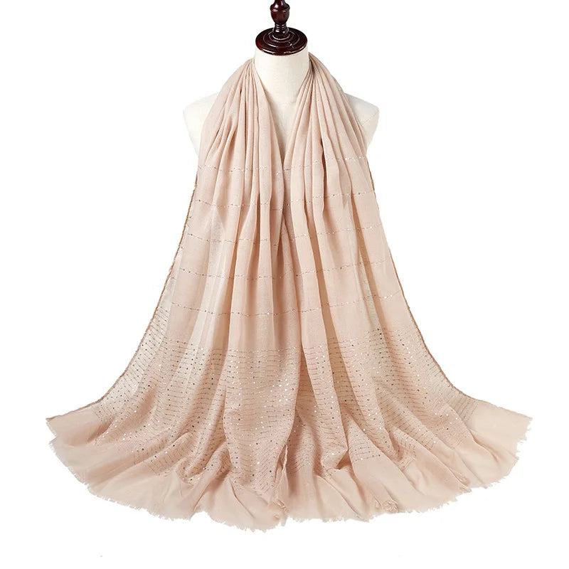 Glitter Shimmer Muslim Hijabs Women Long Solid Bubble Chiffon Scarf High Quality Shawl Scarves Woman Headscarf