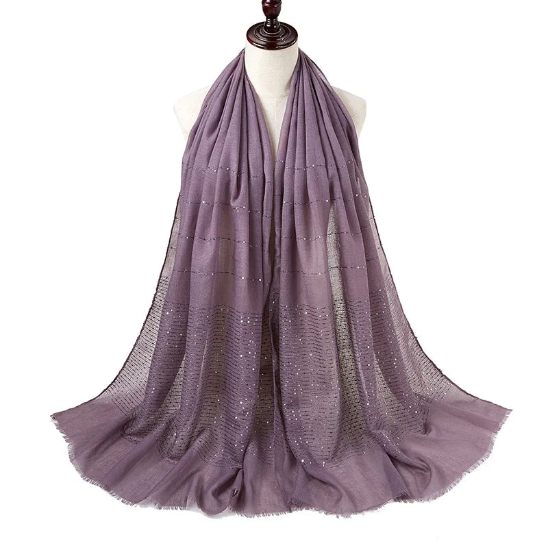 Glitter Shimmer Muslim Hijabs Women Long Solid Bubble Chiffon Scarf High Quality Shawl Scarves Woman Headscarf