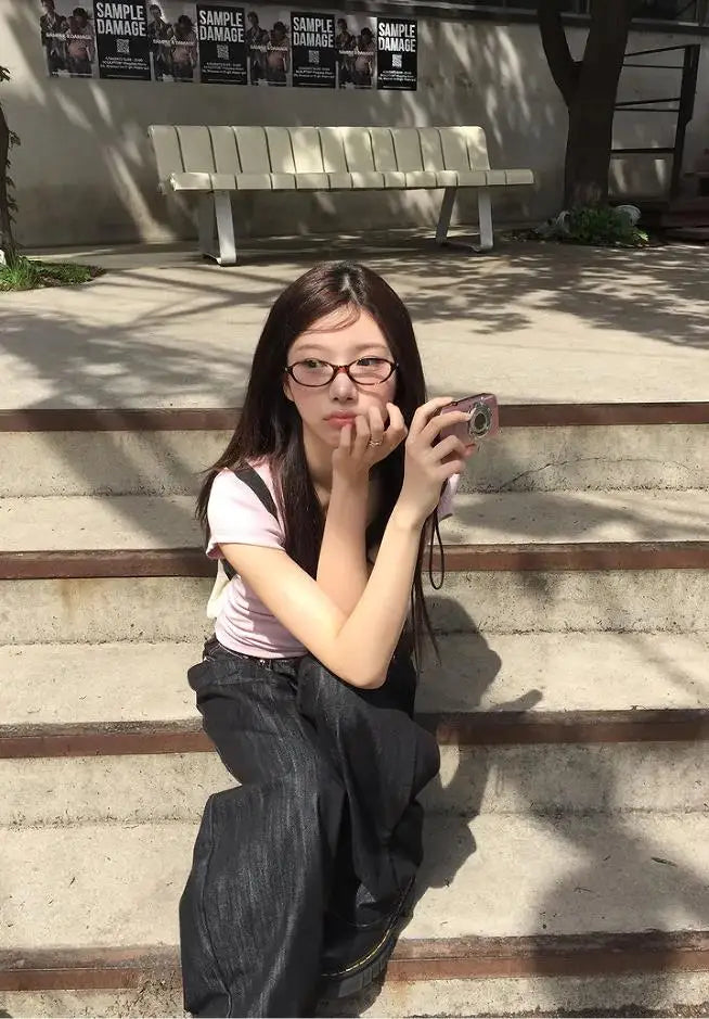 Korean Mom Jeans Punk Retro