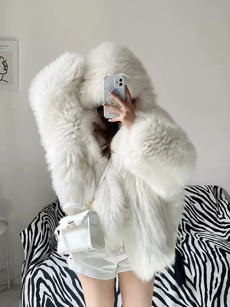 Faux Fox Fur Coats Women Fur Jackets