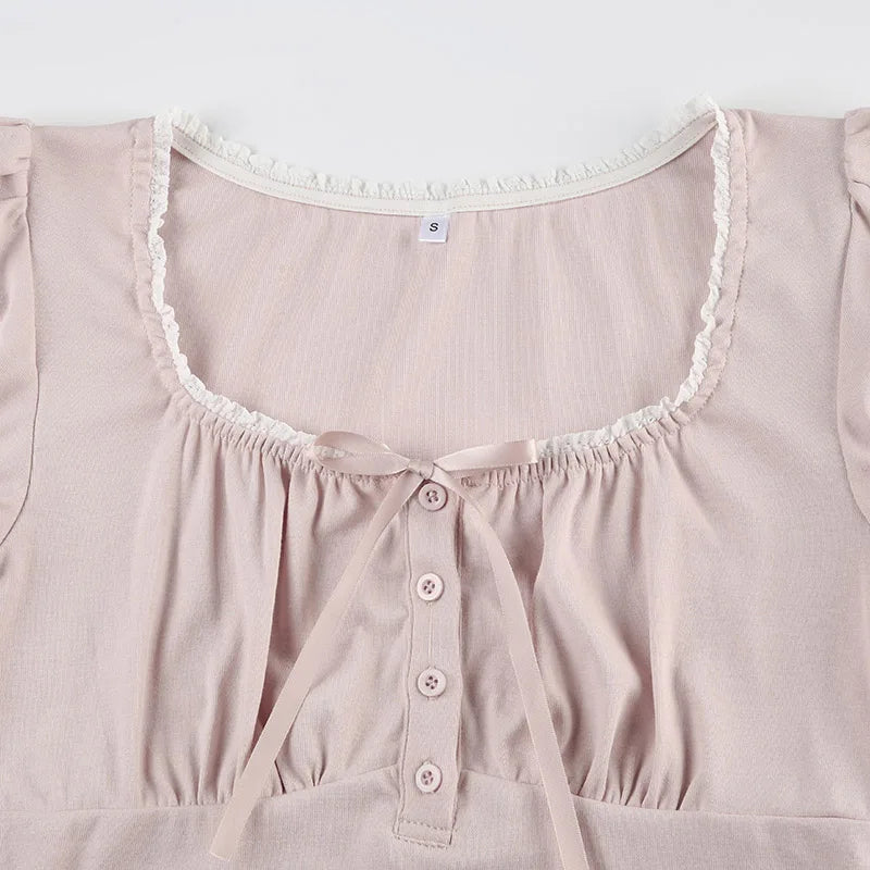 Cute Slim-fitting Contrast Lace Stitching