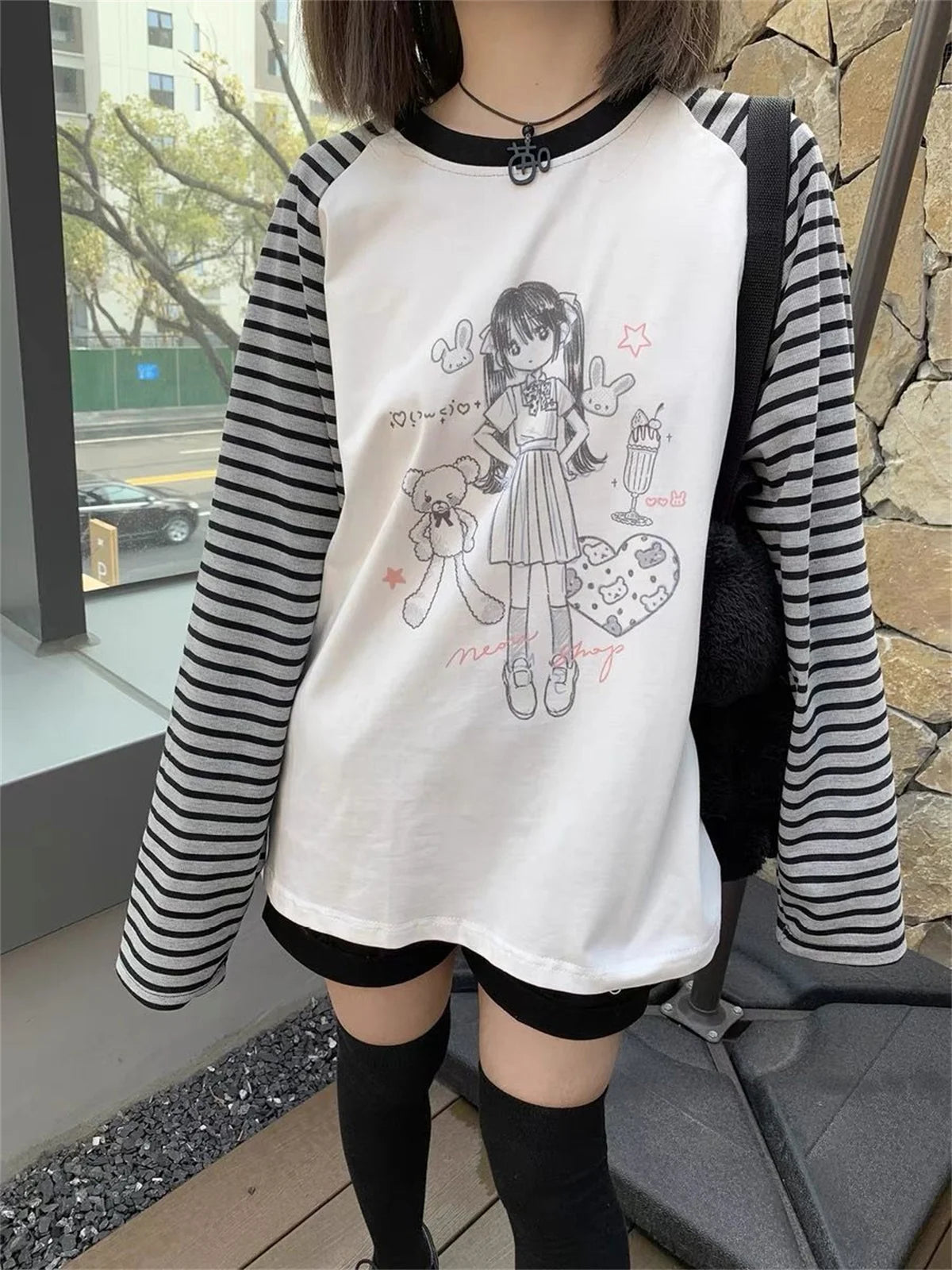 Aesthetic Cute All Match O Neck Tops Hip-hop