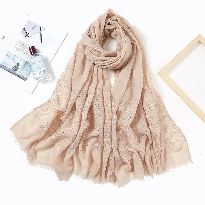 Glitter Shimmer Muslim Hijabs Women Long Solid Bubble Chiffon Scarf High Quality Shawl Scarves Woman Headscarf