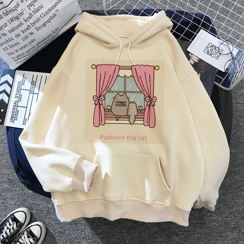 Sweatshirt Clothes Female Hood Oversized