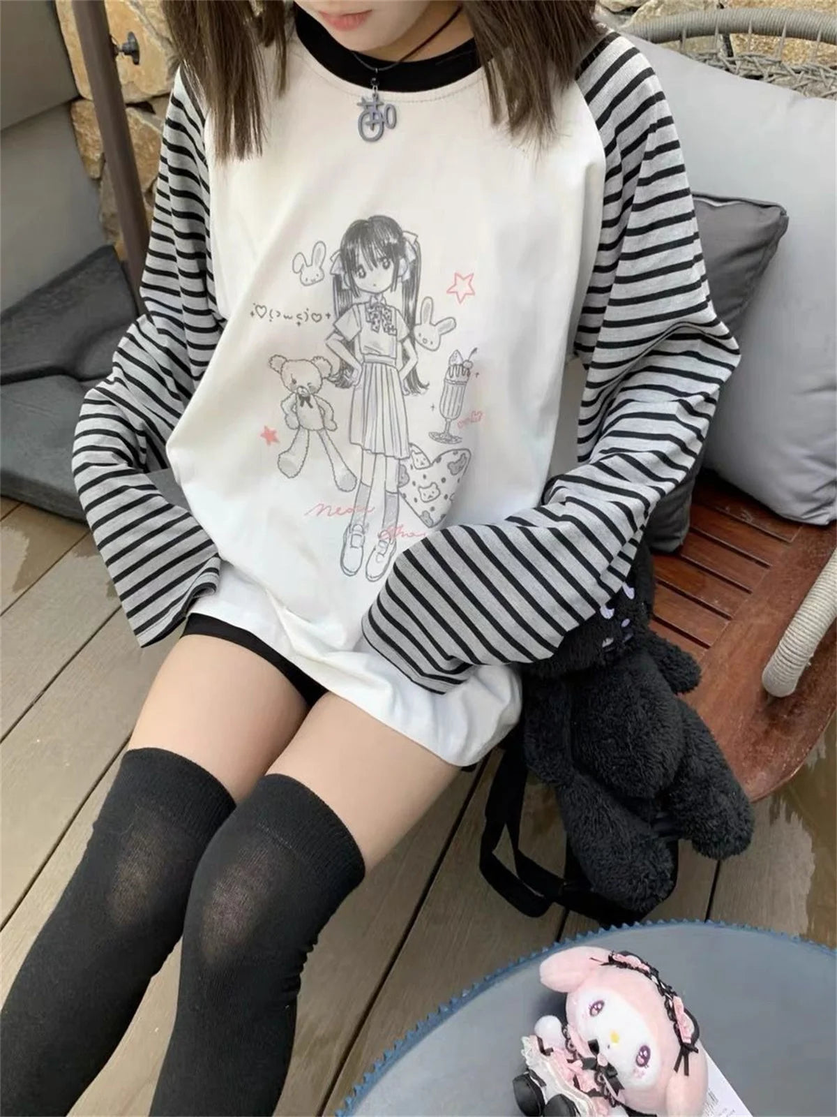 Aesthetic Cute All Match O Neck Tops Hip-hop