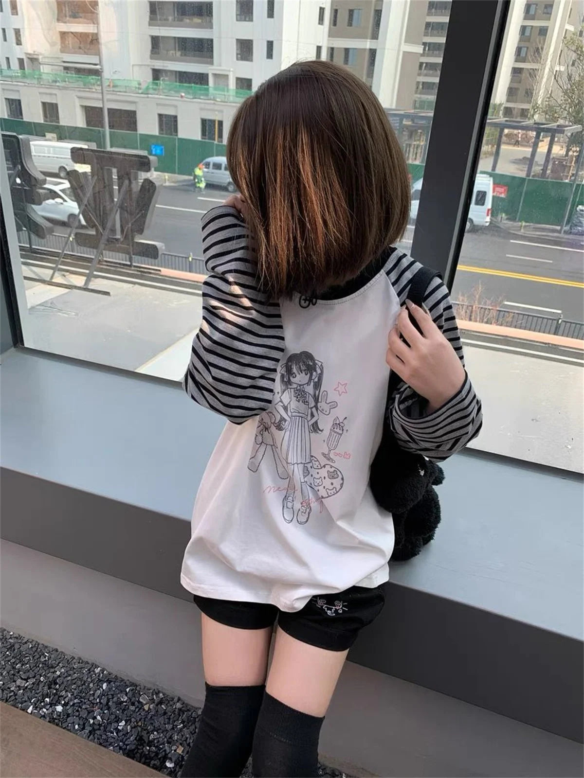 Aesthetic Cute All Match O Neck Tops Hip-hop