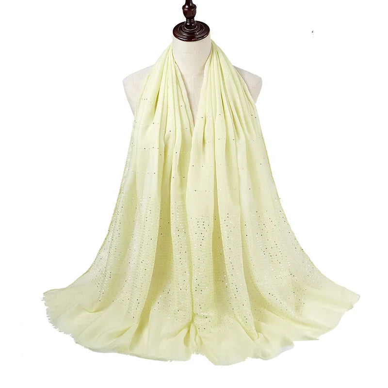 Glitter Shimmer Muslim Hijabs Women Long Solid Bubble Chiffon Scarf High Quality Shawl Scarves Woman Headscarf