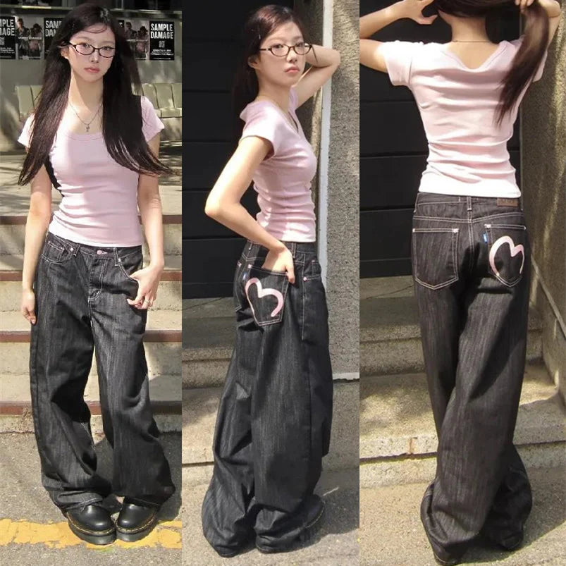 Korean Mom Jeans Punk Retro