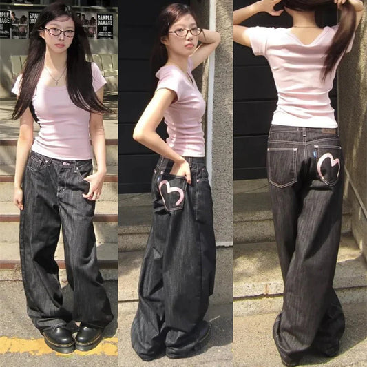 Korean Mom Jeans Punk Retro