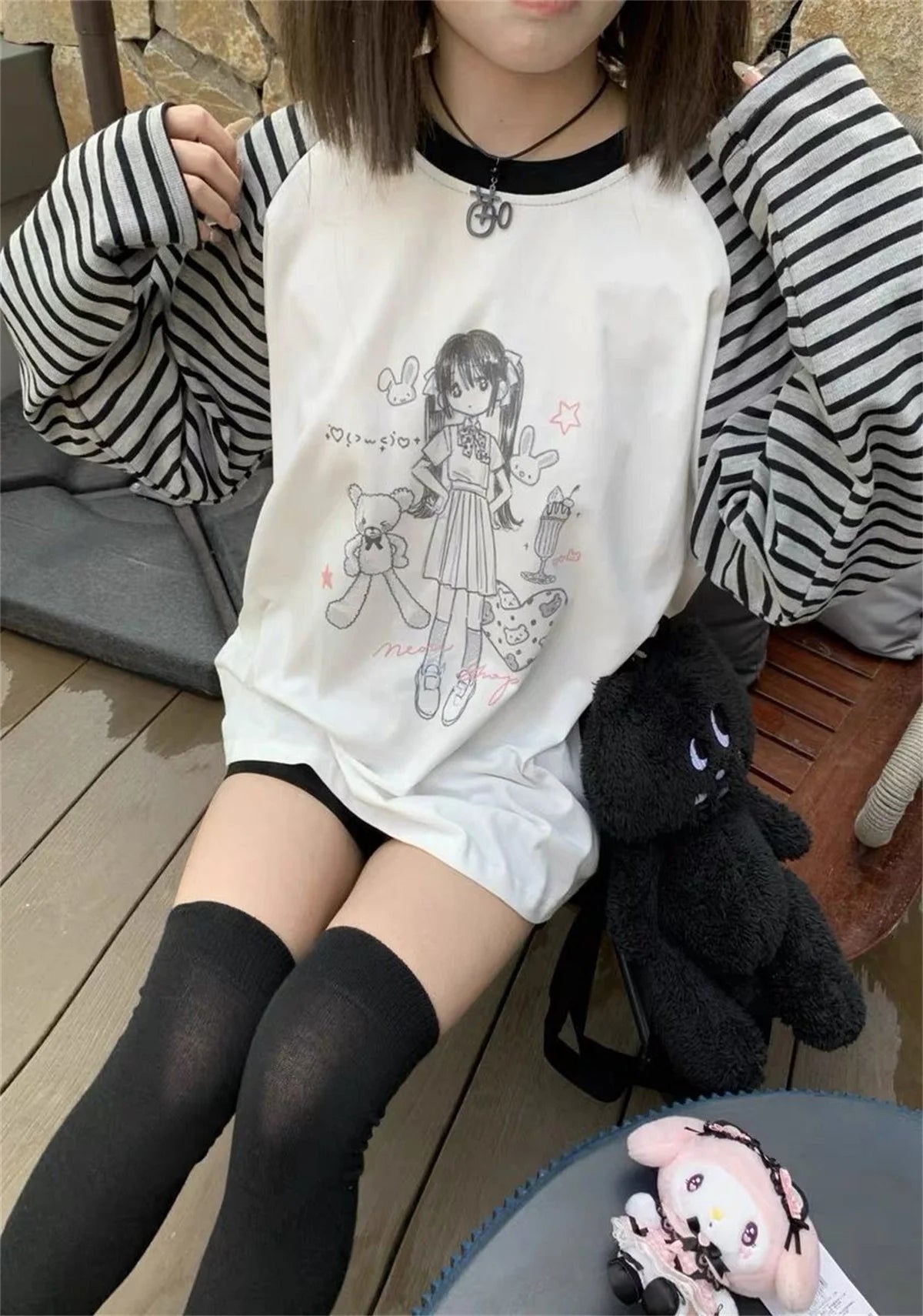 Aesthetic Cute All Match O Neck Tops Hip-hop
