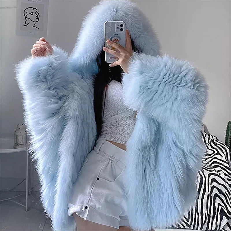 Faux Fox Fur Coats Women Fur Jackets